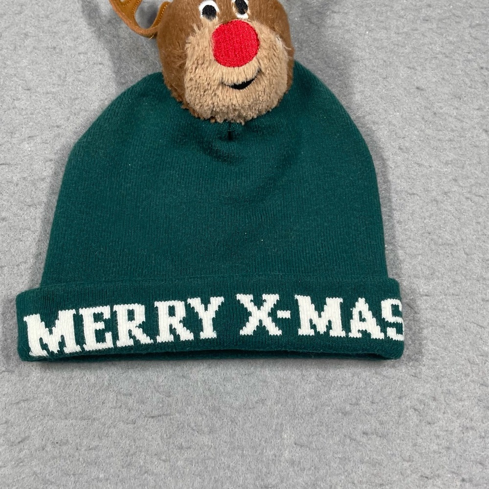 H&M Green Reindeer Christmas Hat Merry X-Mass